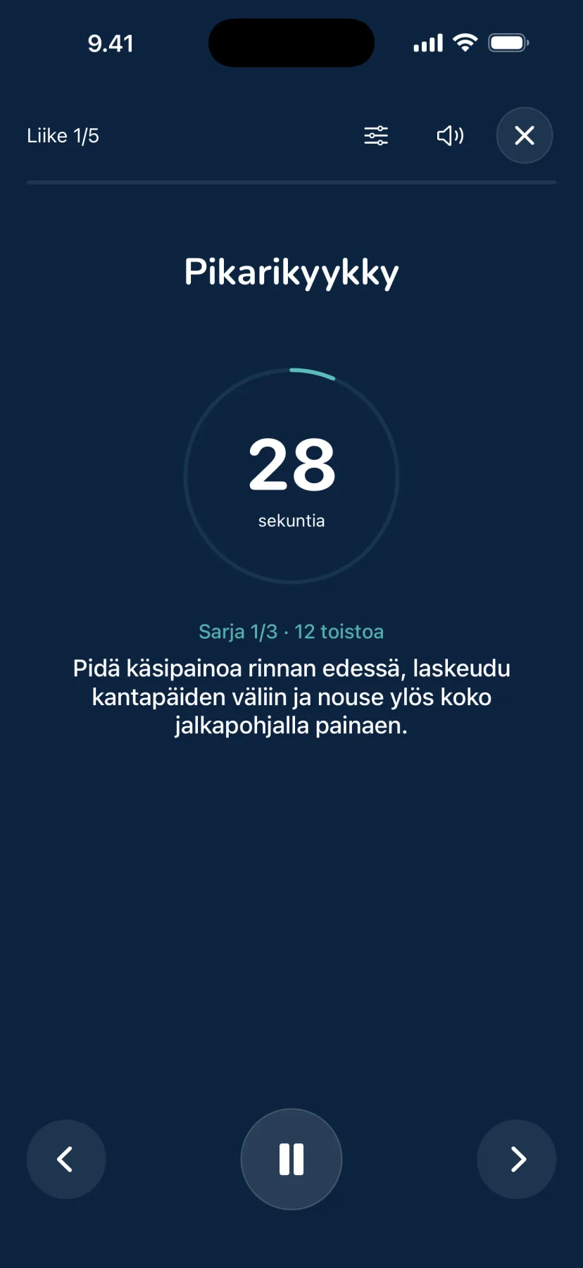Yafan ohjattu treeni laskee pikarikyykkysarjan aikaa.